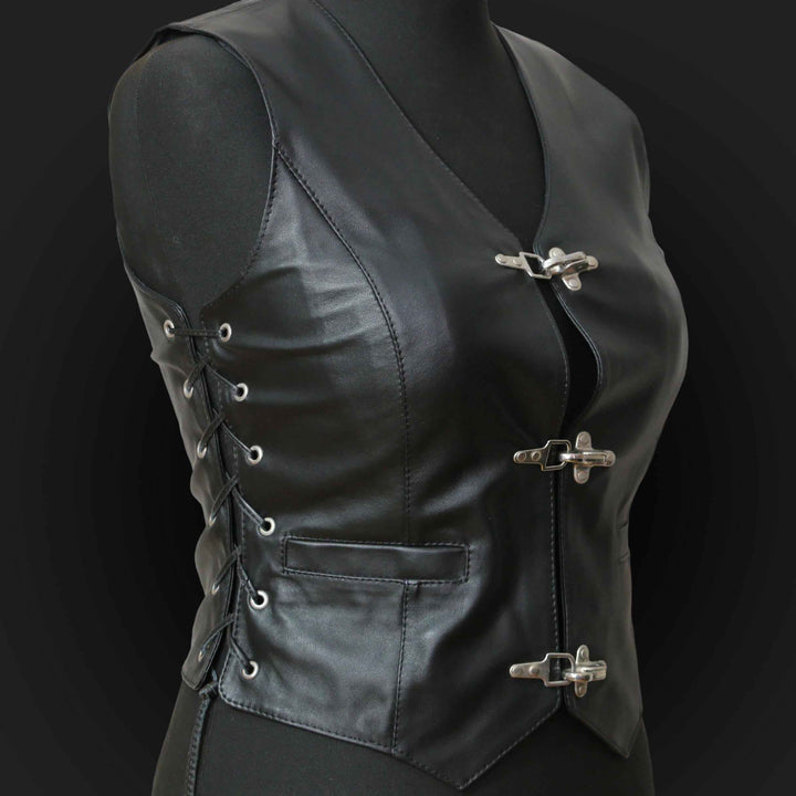 American Vintage Women's Brown Gilet, leather Vest For Ladies, Bikers vest, Fashion Vest, Women Motorcycle Vest, Genuine Leather Vest