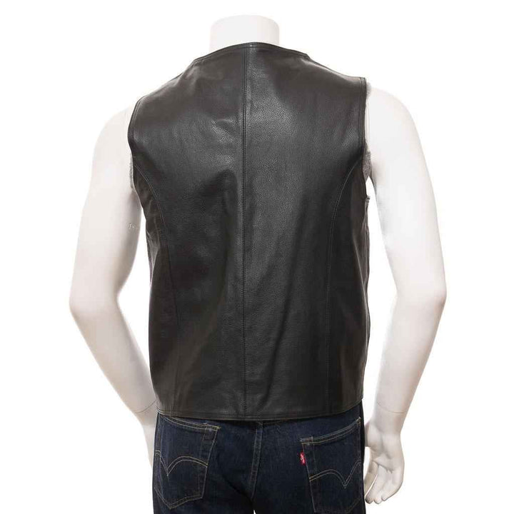 Black leather vest men, men's black leather waistcoat, genuine handmade leather vest for men, sleeveless leather vest men gift for him