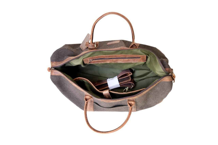 Canvas and Leather Duffle Bag for Men  Carry-On Travel Gym Bag  Weekender Overnight Bag  Stylish Gift for Him  Fashion Duffel