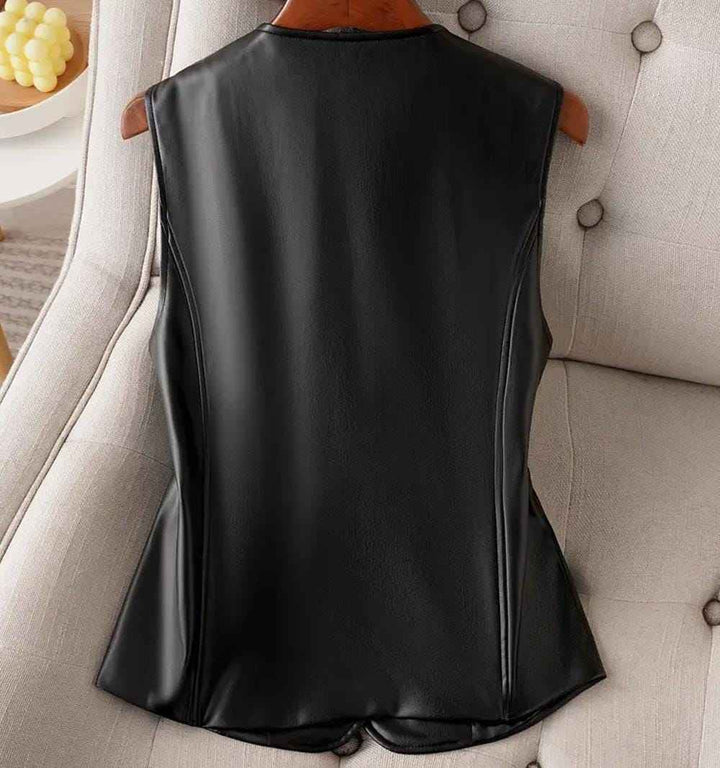 Handmade Black Leather Motorcycle Vest for Women | Real Leather Biker Vest | Custom Fit Biker Vest | Women's Leather Vest | Gift for her