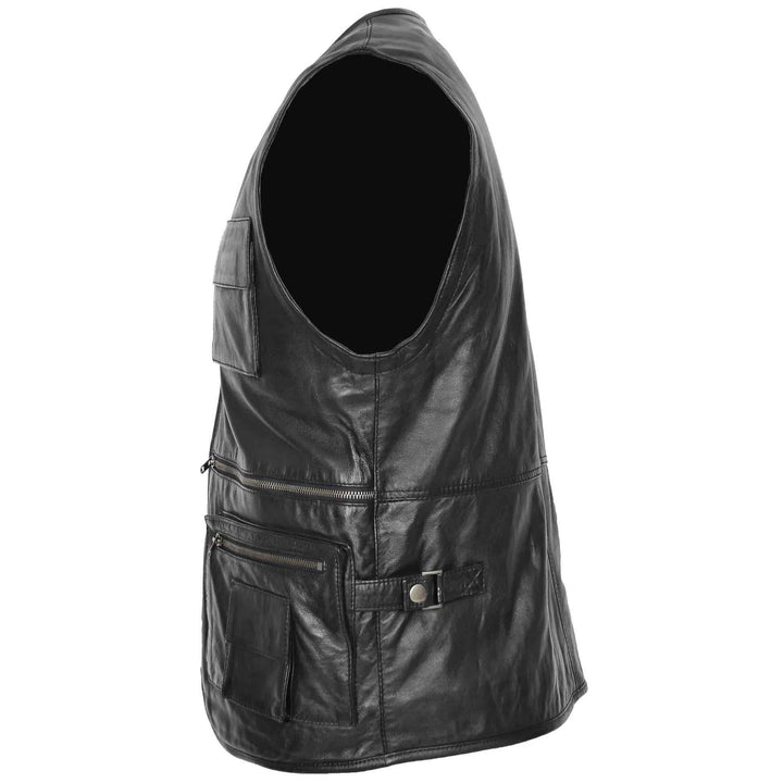 Men Genuine Cowhide Leather Western Sleeveless Vest Black leather men's vest, Leather Riding Vest, Motorcycle Vest, Leather Vest For Dad