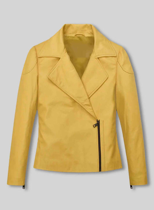 Women's Leather Jacket, Genuine Lambskin Leather Jacket, Biker Jacket, Motorcycle Jacket, Handmade Fit Jacket, Ladies Yellow Leather Jacket