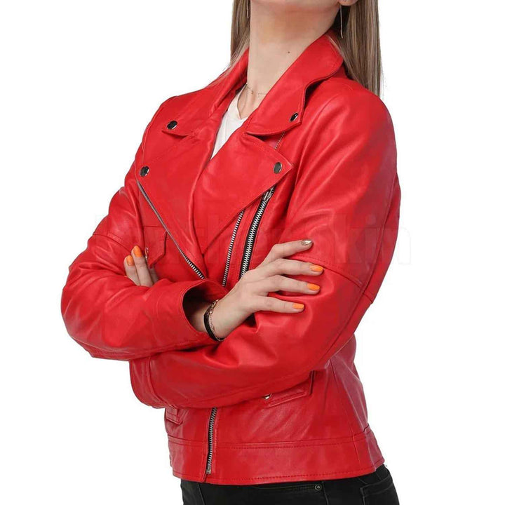 Women's Biker Leather Jacket-Ladies Leather Coat-Gift For Women-Women Handmade Custom Motorcycle Leather Jacket-Women Winter Leather Jacket