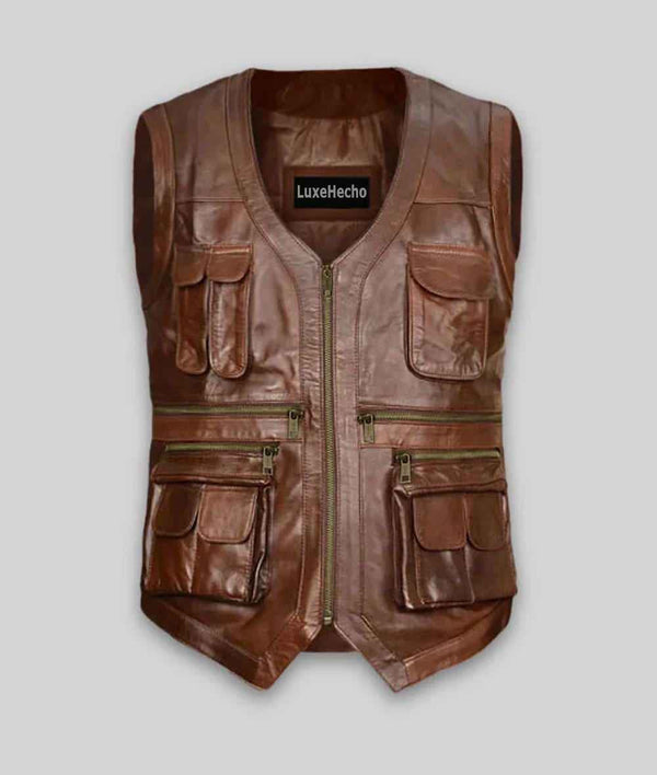 Mens Handmade Custom Vintage Biker Vest, Genuine Sheepskin Hunting Café Racer Vest, Real Lambskin Casual Motorcycle Vest, Slim Leather Vest