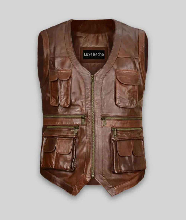 Mens Handmade Custom Vintage Biker Vest, Genuine Sheepskin Hunting Café Racer Vest, Real Lambskin Casual Motorcycle Vest, Slim Leather Vest