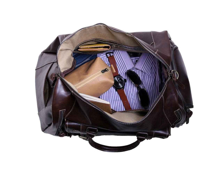Full grain leather duffle bag men Genuine leather weekender bag brown Leather hold all Overnight travel bag Personalized gift for him duffel
