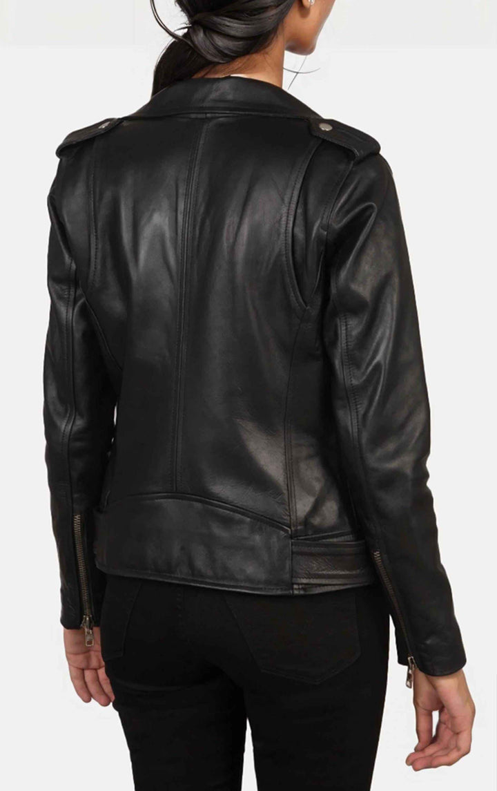 Women's Black Leather Jacket-Genuine Sheepskin Leather Jacket For Ladies-Women's Motorcycle Leather Jacket-Winter Leather Jacket For Women