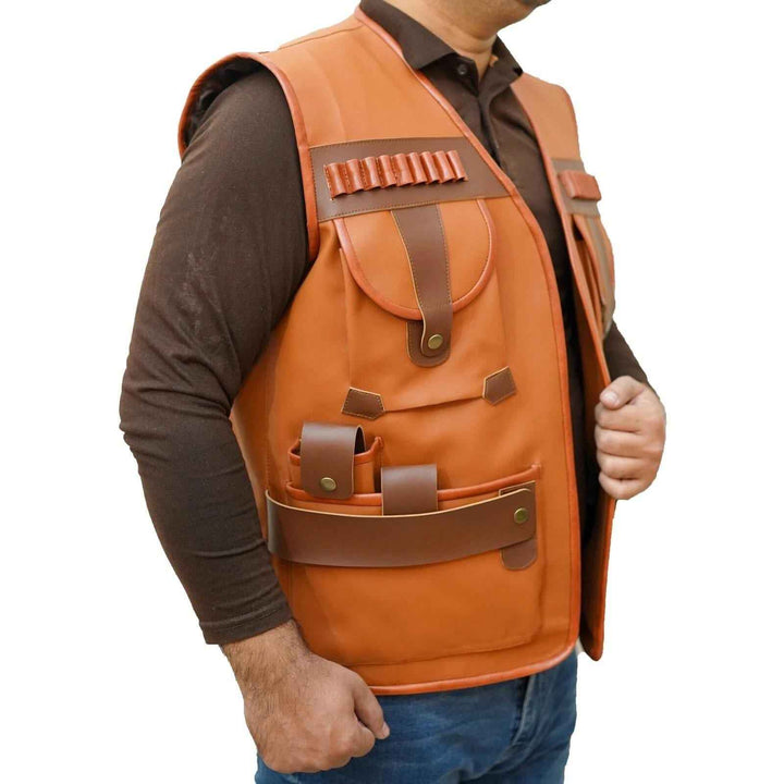 Men Genuine Leather Western Sleeveless Vest Brown leather men's vest, Leather Riding Vest, Hunting Fishing, Motorcycle Vest, Vest For Dad