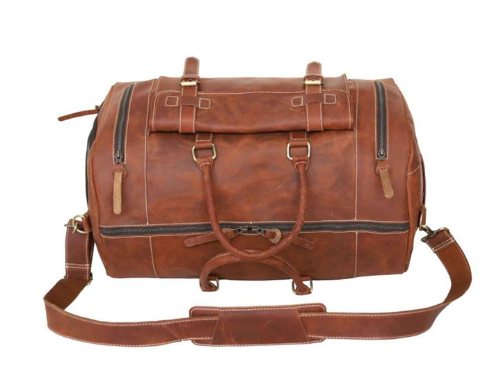 Full Grain Leather Duffle Bag: Personalized Travel Holdall, Gym Weekender