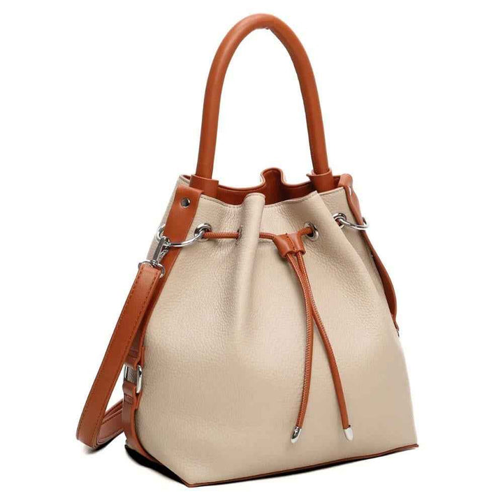 White Black Shoulder Bag City Bucket Bag, Bucket Bag, Leather Bucket, Black bag, Crossbody Bag, Drawstring bag, Christmas Gifts, Mom Gifts