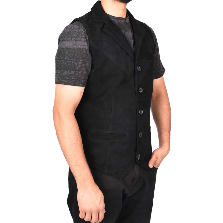 Men Suede Leather Vest, Real Suede Leather Western Cowboy Vest, Men's Black Suede Cowboy Vest, Suede Leather Vest For Men Black Suede Vest