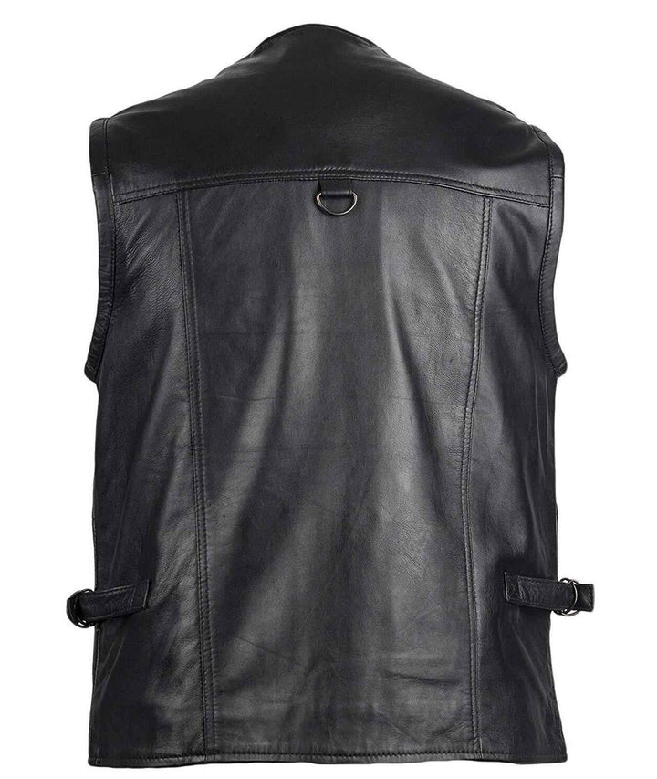 Men Hunter vest real leather, Multipacket Vest, Riding Casual Leather Vest, Handmade Leather Vest Men's Hunting Fishing & Biker Waistcoat