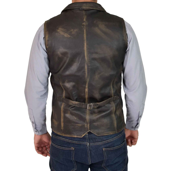 Genuine Cowhide Leather Western Sleeveless Vest Black Waxed leather men's vest, Leather Riding Vest, Motorcycle Vest, Leather Vest For Dad