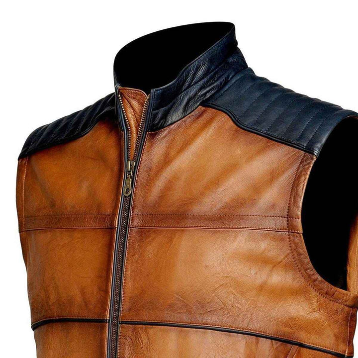 Mens Leather Vest - Lamb Soft Leather Vest - Brown Leather Vest - Winter Leather Vest - Soft Sheepskin Vest-Slim Fit-Unique Gift for Him