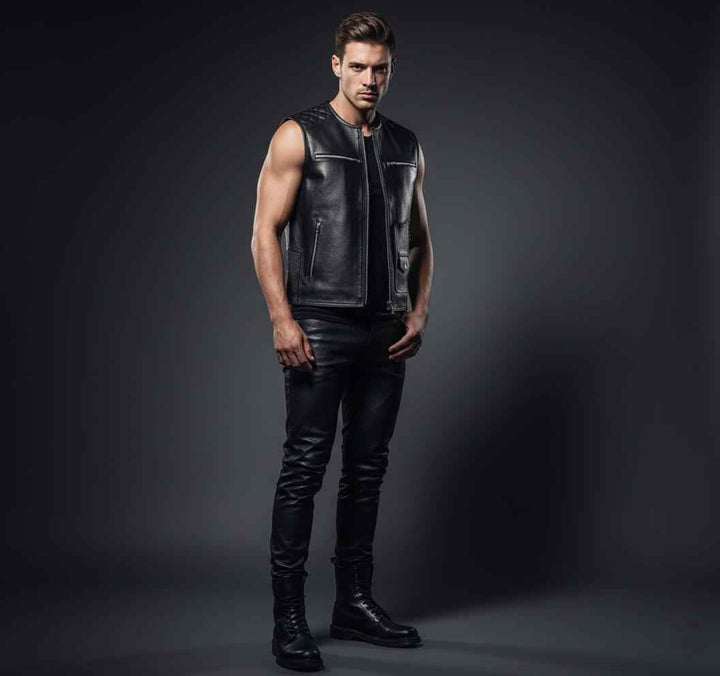 Handmade Leather Vest Vintage Black Real Leather Vest Leather Best For Motorcycle Bikers Original Leather Vest Waistcoat for Men, Mens gifts