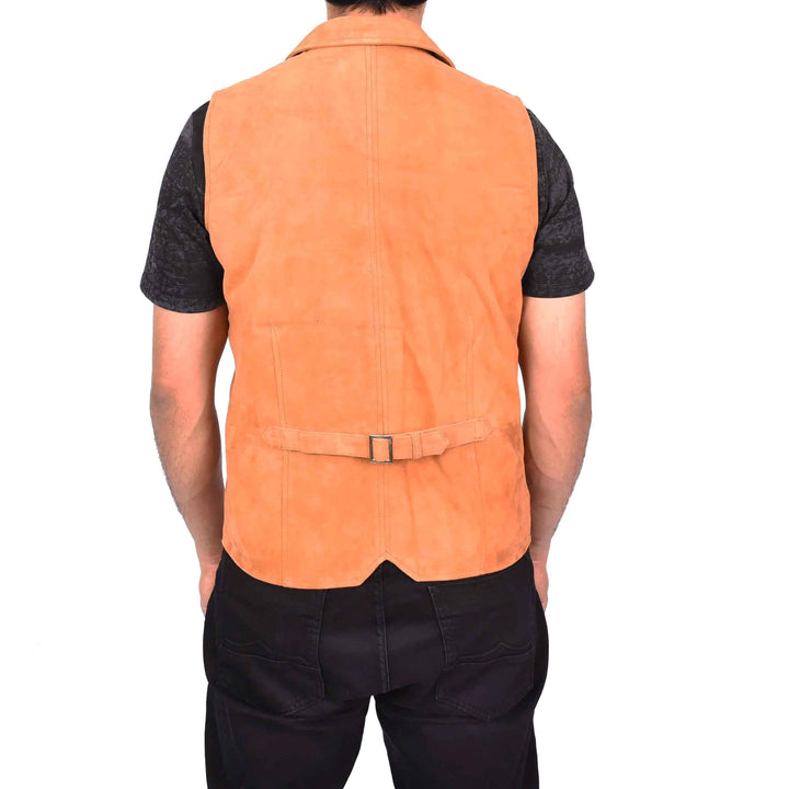 Men's Blazer Style Suede Leather Waistcoat Gents Vests, Real Suede Leather Western Cowboy Vest, Men's Brown Suede Vest, Suede Leather Vest