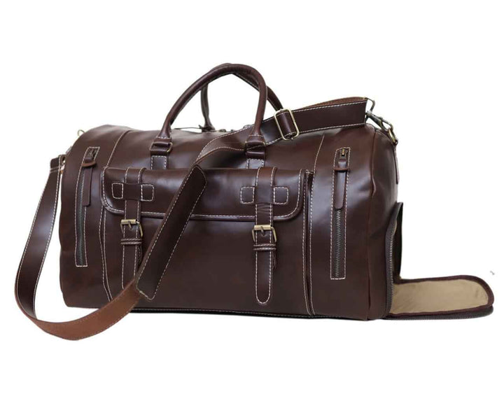 Full grain leather duffle bag men Genuine leather weekender bag brown Leather hold all Overnight travel bag Personalized gift for him duffel