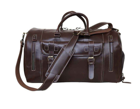 Full grain leather duffle bag men Genuine leather weekender bag brown Leather hold all Overnight travel bag Personalized gift for him duffel