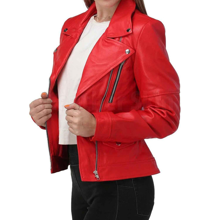 Women's Biker Leather Jacket-Ladies Leather Coat-Gift For Women-Women Handmade Custom Motorcycle Leather Jacket-Women Winter Leather Jacket