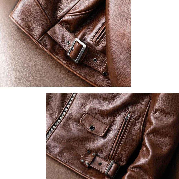 Handmade Mens Leather Jacket Lambskin Casual Brown Winter Leather Biker Jacket Vintage Leather Jacket, Motorcycle Biker Jacket, Party Jacket
