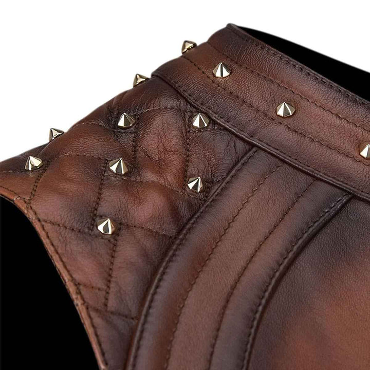 Brown Casual Fashion Leather Vest For Women, Genuine Black Leather Motorcycle Vest, Women's Biker Fashion, Motorcycle Club Style Waistcoat