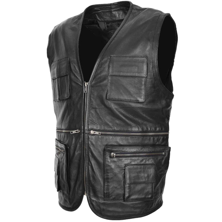 Men Genuine Cowhide Leather Western Sleeveless Vest Black leather men's vest, Leather Riding Vest, Motorcycle Vest, Leather Vest For Dad