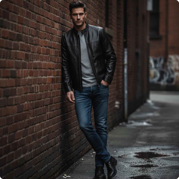 Custom Black Lambskin Motorcycle Biker Slim Fit Leather Jacket for Men | Vintage Style Customized Brown Leather Jacket | Gift for him & Dad