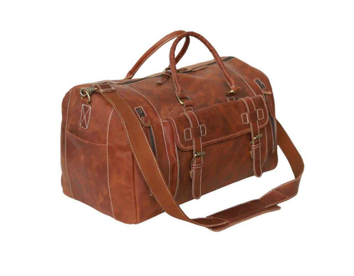 Full Grain Leather Duffle Bag: Personalized Travel Holdall, Gym Weekender