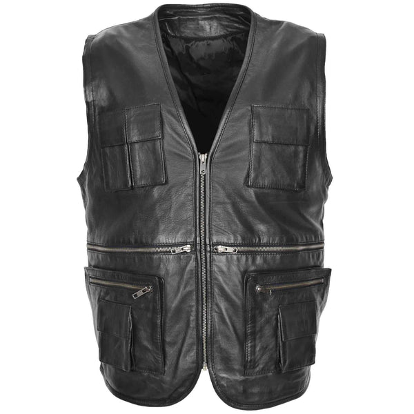 Men Genuine Cowhide Leather Western Sleeveless Vest Black leather men's vest, Leather Riding Vest, Motorcycle Vest, Leather Vest For Dad