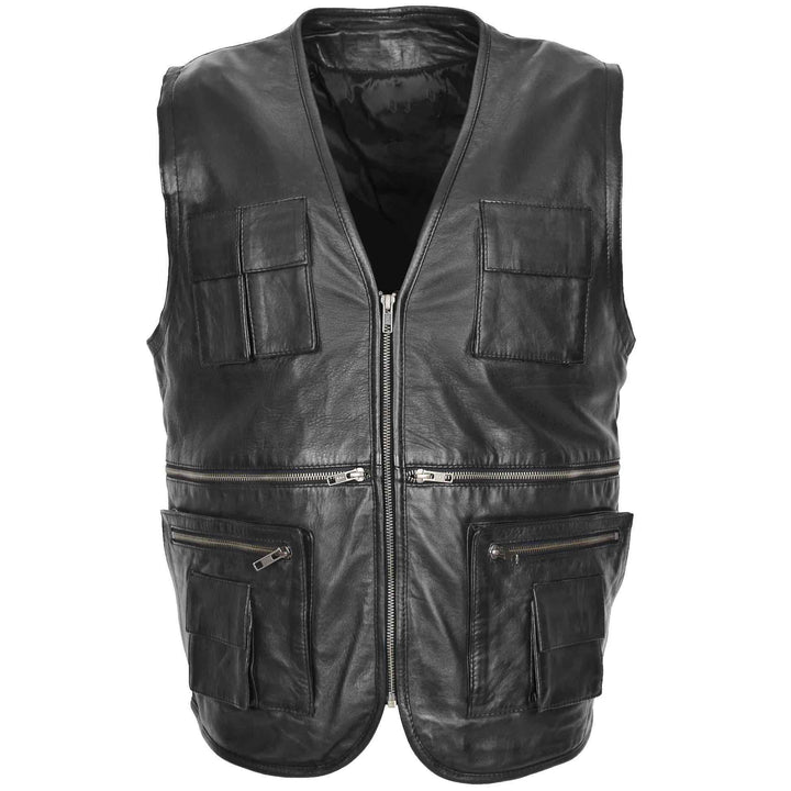 Men Genuine Cowhide Leather Western Sleeveless Vest Black leather men's vest, Leather Riding Vest, Motorcycle Vest, Leather Vest For Dad