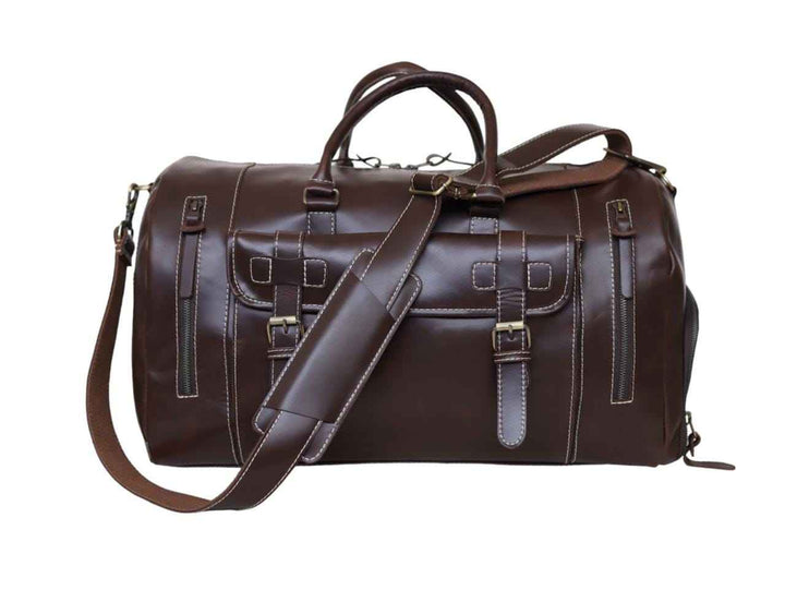 Full grain leather duffle bag men Genuine leather weekender bag brown Leather hold all Overnight travel bag Personalized gift for him duffel