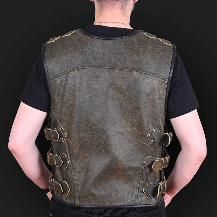 Handmade Men's Genuine Cow Leather Heavy Buckled Rocker Biker Motorcycle Vintage Waistcoat Vest Antique Gifts For Bikers, Gift For Him & Dad