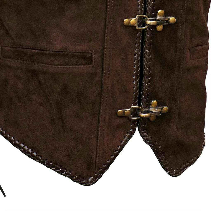 Handmade Men's Genuine Suede Leather Cowboy Heavy Zipper Buckled Rocker Biker Motorcycle Vintage Winter Waistcoat Antique Gifts For Bikers