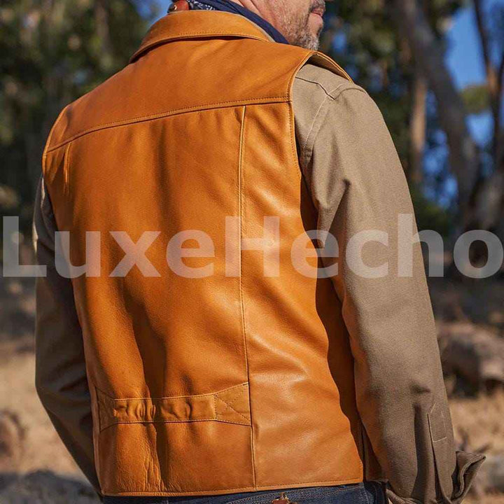 Men Classic Motorcycle Brown Leather Vest, Motorcycle Vest, Leather Jacket Men, Hunting Fishing Vest, Handmade Genuine Leather Custom Vest