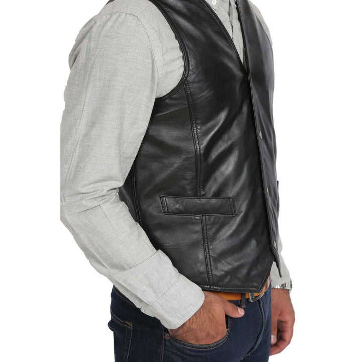 Mens Leather Traditional Waistcoat Black Vest leather men's vest, Leather Riding Vest, Motorcycle Vest, Leather Vest For Dad, Gifts For him