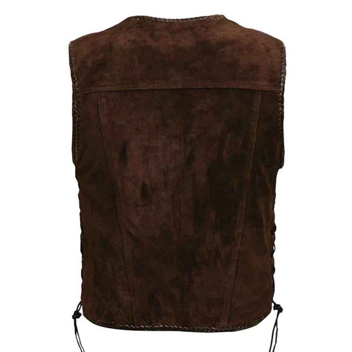Handmade Men's Genuine Suede Leather Cowboy Heavy Zipper Buckled Rocker Biker Motorcycle Vintage Winter Waistcoat Antique Gifts For Bikers