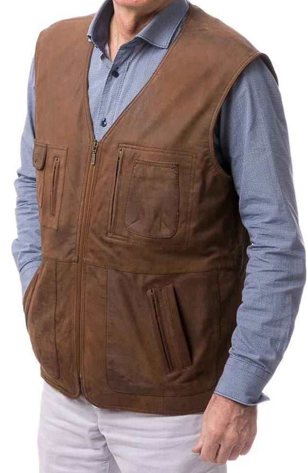leather vest men, men's brown leather waistcoat, genuine leather vest for men, classic brown vest, sleeveless leather jacket, Gifts For Dad