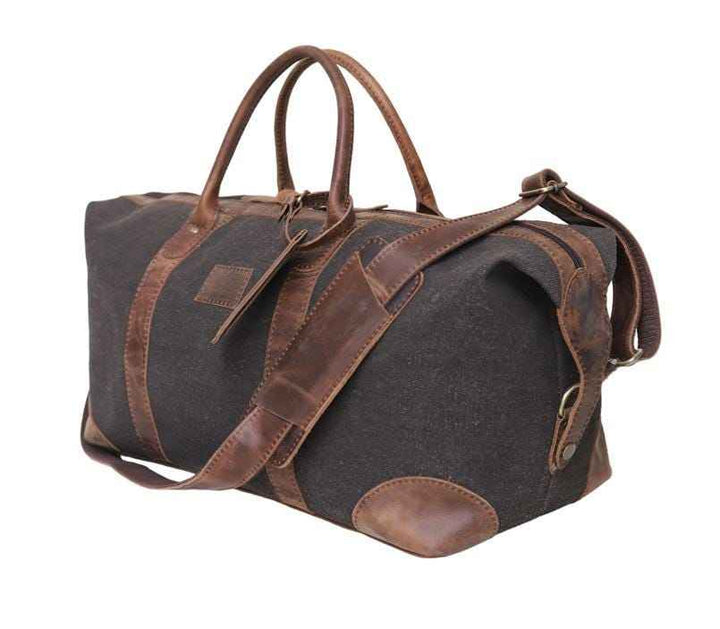 Canvas and Leather Duffle Bag for Men  Carry-On Travel Gym Bag  Weekender Overnight Bag  Stylish Gift for Him  Fashion Duffel