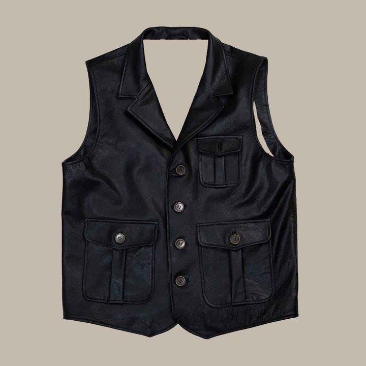Mens High Quality Cowhide Motorbike Leather Vest Cowboy Horse Riding Fishing Hunting Leather Vest Steampunk Vintage Vest, Gift For Him & Dad