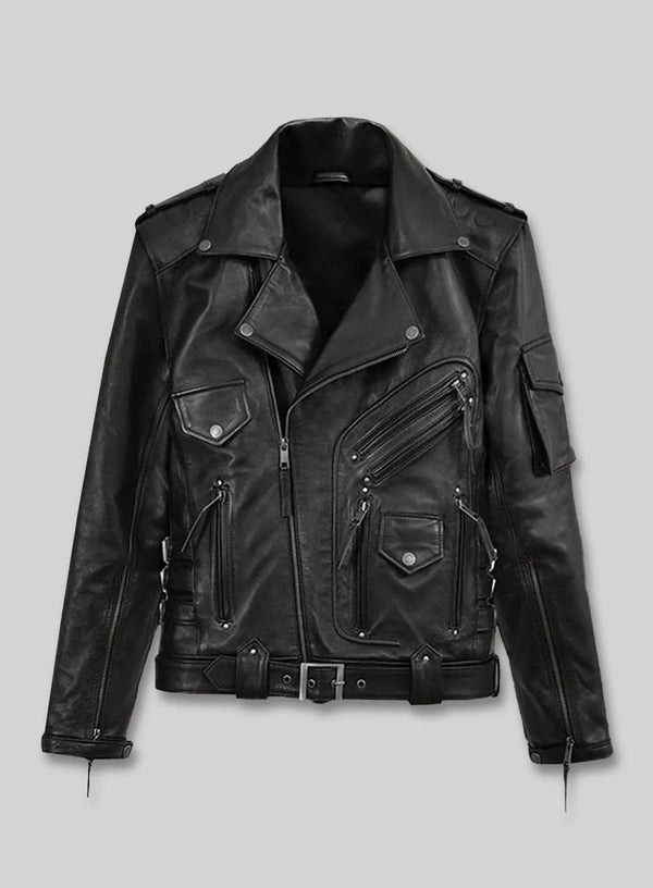 Men's Leather Motorcycle Jacket - Handmade Vintage Café Racer Biker Black Real Leather Jacket for Men