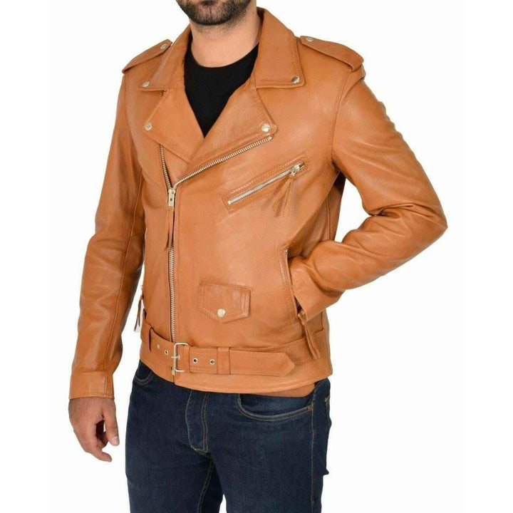 Men's Handmade Motorcycle Vintage Café Racer Biker Tan Brown Real Leather Jacket, Antique Motorcycle Real Leather Jacket, Biker Club Jacket