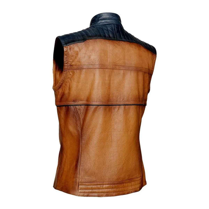 Mens Leather Vest - Lamb Soft Leather Vest - Brown Leather Vest - Winter Leather Vest - Soft Sheepskin Vest-Slim Fit-Unique Gift for Him