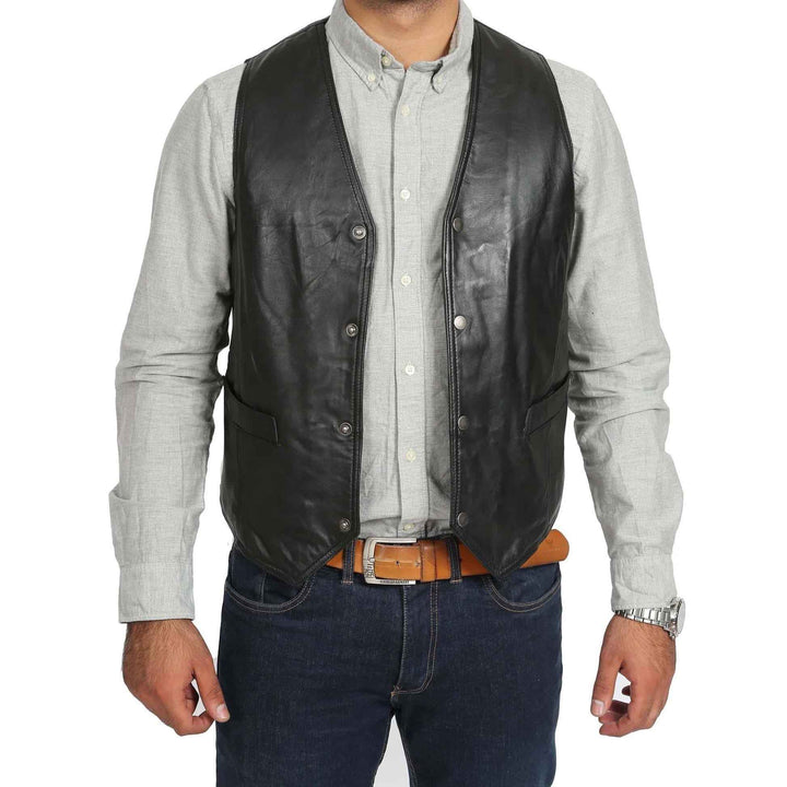 Mens Leather Traditional Waistcoat Black Vest leather men's vest, Leather Riding Vest, Motorcycle Vest, Leather Vest For Dad, Gifts For him