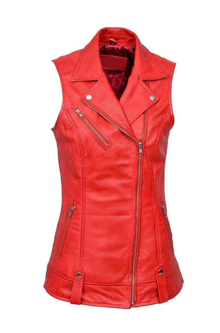Luxury New Ladies Biker Waistcoat Tan Real Nappa Leather Casual Style Design | Real Leather Biker Vest | Women's Leather Vest | Gift for her