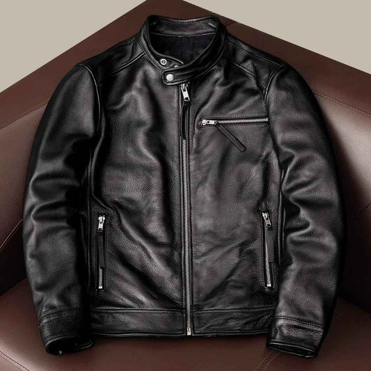 Men's Biker Leather Jacket-Handcrafted Motorcycle Leather Jacket For Gents-Genuine Lambskin Slim Fit Leather Coat For Men-Men's Leather Coat