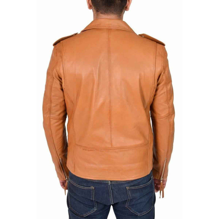 Men's Handmade Motorcycle Vintage Café Racer Biker Tan Brown Real Leather Jacket, Antique Motorcycle Real Leather Jacket, Biker Club Jacket