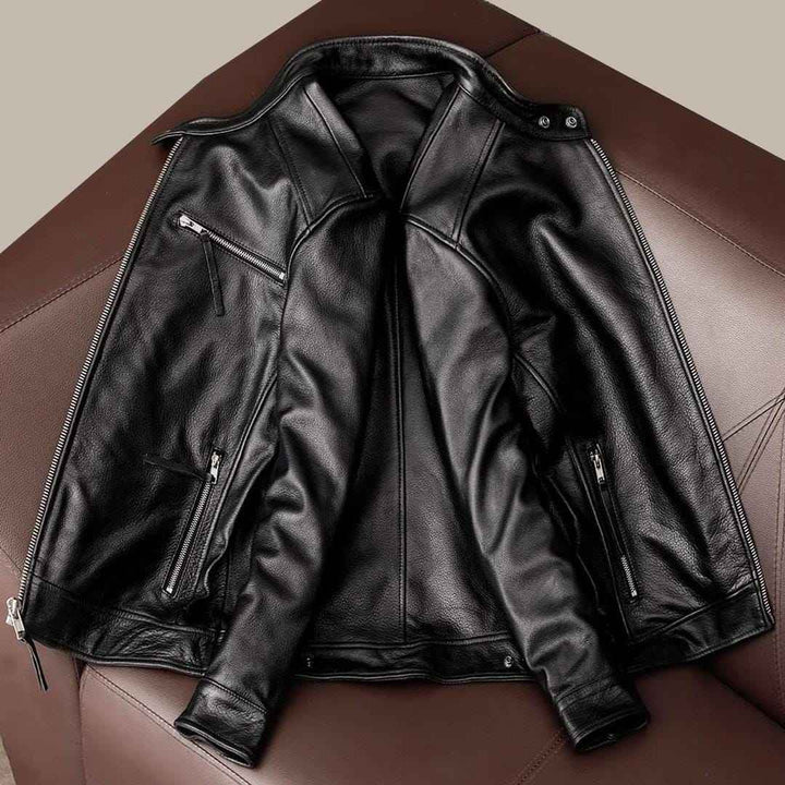 Men's Biker Leather Jacket-Handcrafted Motorcycle Leather Jacket For Gents-Genuine Lambskin Slim Fit Leather Coat For Men-Men's Leather Coat