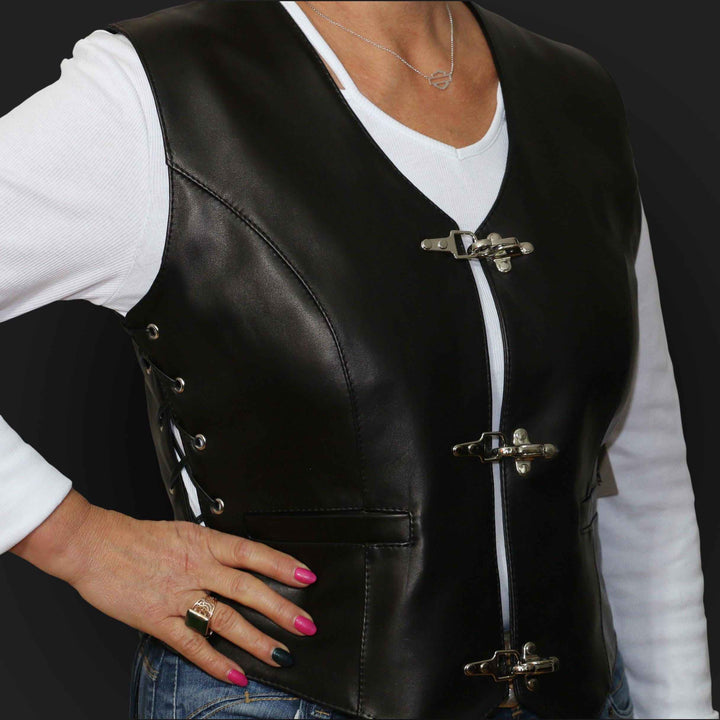 American Vintage Women's Brown Gilet, leather Vest For Ladies, Bikers vest, Fashion Vest, Women Motorcycle Vest, Genuine Leather Vest