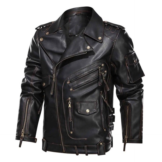 Men's Handmade Motorcycle Vintage Café Racer Biker Black Real Leather Jacket Men Antique Motorcycle Real Leather Jacket, Biker Club Jacket