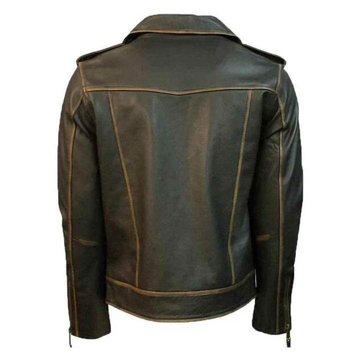 Men's Brown Handmade Distressed Leather Jacket Biker Motorcycle Jackets , Genuine Cowhide Leather Retro Style Streetwear Winter Jackets